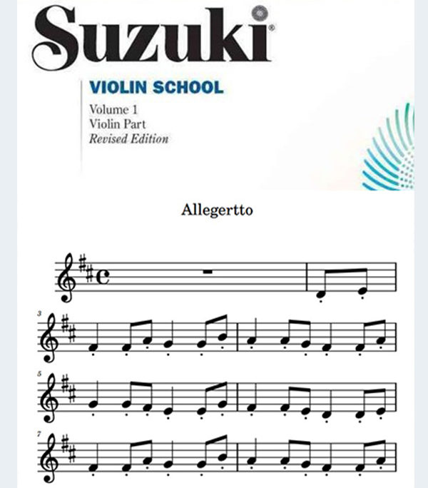 Suzuki Book 1 - Violin - LARGE NOTE music sheet and playalong interactive music sheet