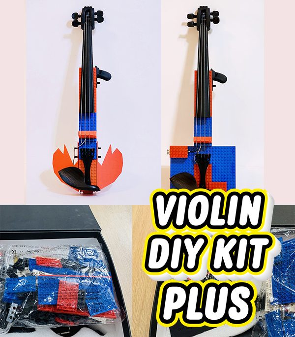 Fire - Funkidviolin Plus DIYKit - One set to build three sizes 4/4 3/4 1/2 - passive sound pickup connect to amplifier - Lego Compatible
