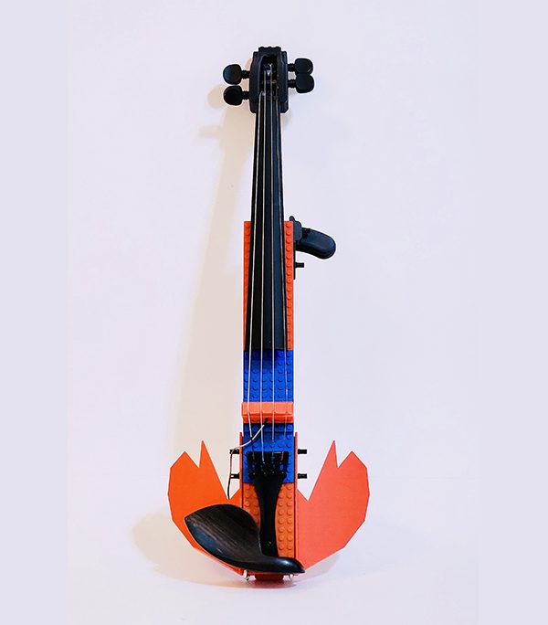 Fire - Fully Setup - One set to build three sizes 4/4 3/4 1/2 - passive sound pickup connect to amplifier - Lego Compatible - Ship in case